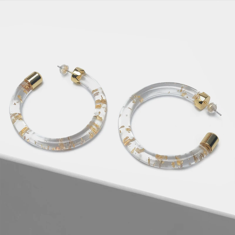 

Clear resin round fashion hoop earring