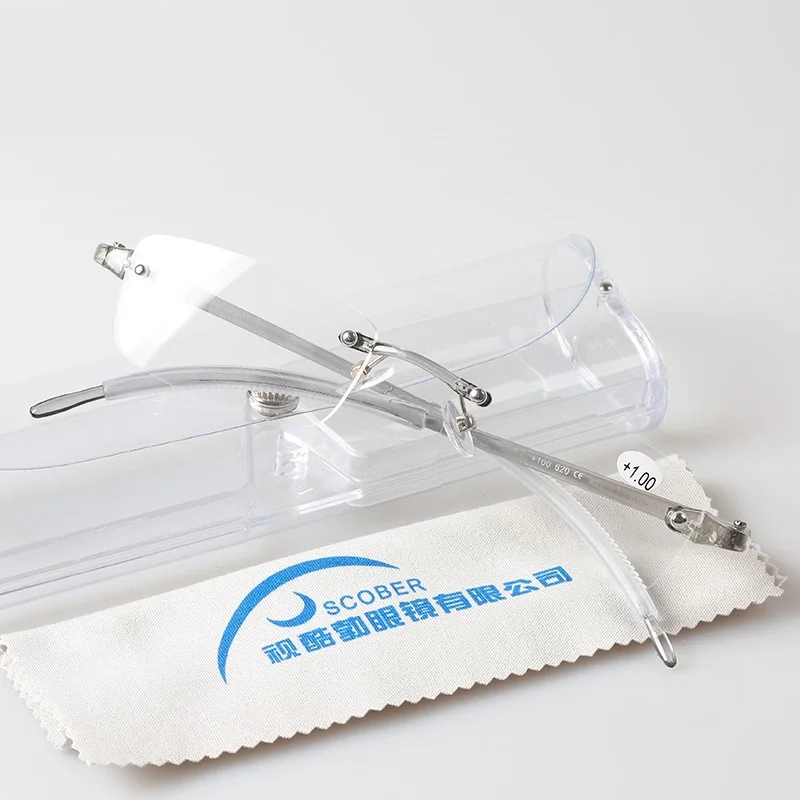 

Vazrobe Rimless Transparent Reading Glasses Men Women Diopter male +1.0 1.5 2.0 2.5 3.0 3.5 4.0 female grade vision Case Free