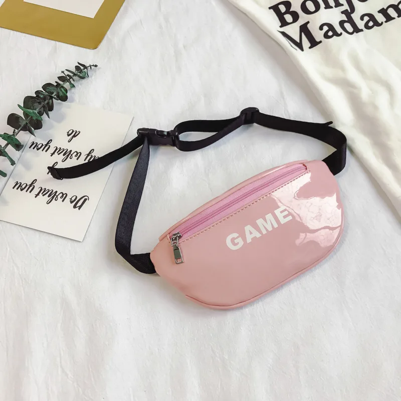 Лазерные поясные сумки для детей, для новорожденных девочек с надписью, кошелек для монет, забавная сумка, мини детские сумки через плечо, женские сумки на пояс, сумка на пояс - Цвет: Pink