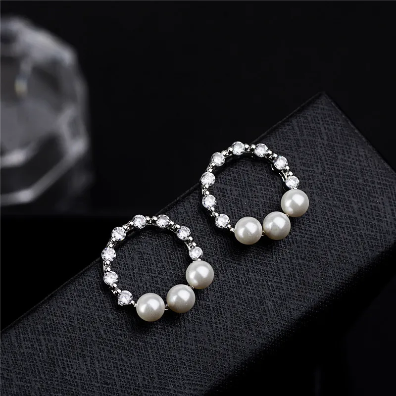 

new 925 sterling silver pin earring zircon set with delicate heart four-leaf clover temperament earring pendant silver ornaments