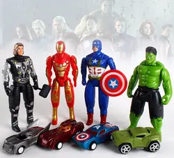 Новый Мстители 4 герой мини фигурка игрушка Мультфильм Капитан Америка Халк железная модель человека игрушки Мстители тяните назад