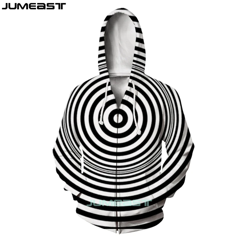Jumeast бренд для мужчин/для женщин 3D печатных визуальную иллюзию куртка с длинными рукавами спортивный пуловер Мода Весна Толстовки на молнии