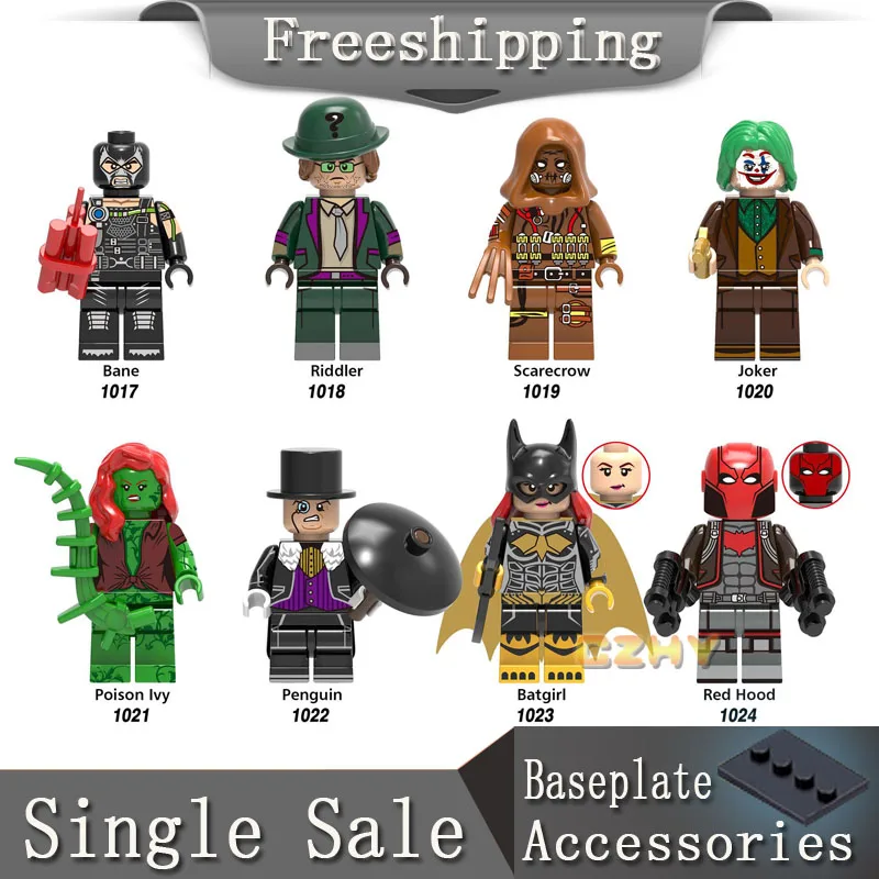 

DC Super Heroes Bane Riddler Scarecrow Joker Poison Ivy Penguin Building Blocks Toys for Children Legoe Minifigured X0227