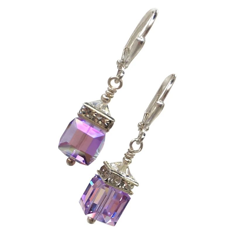 Модные серебряные/золотистый цвет пурпурный циркон камень серьги Элегантные женские Девушки кубический цирконий пирсинг висячие серьги L5M048