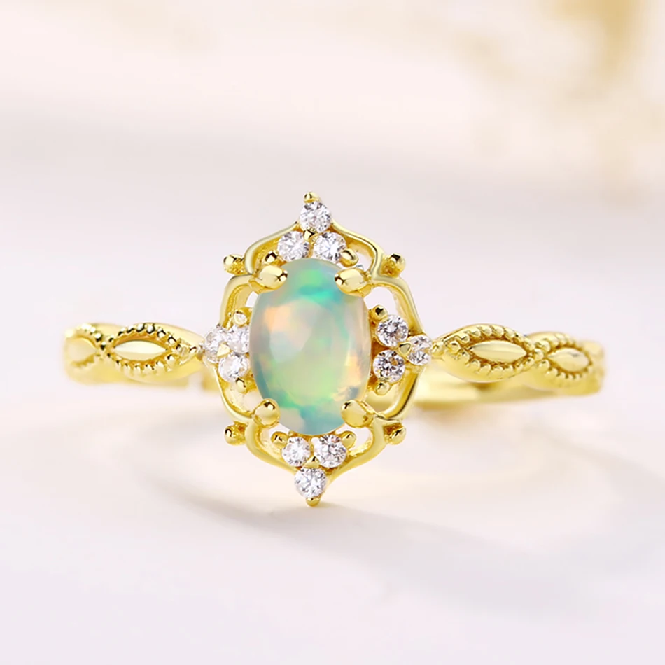ALLNOEL Opal Ring For Women 925 Sterling Silver Jewelry Natural Stone Opal Gifts 14k Gold Rings Woman Silver 925 Ring Engagement (3)