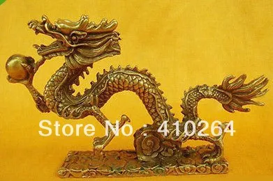 

Shipping Chinese garniture Bronze brass display Guardian Dragon Folk Collection Statues