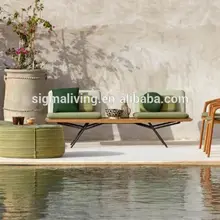 Чистая, современный дизайн наружная мебель дерево нержавеющая сталь набор садовой мебели из ротанга