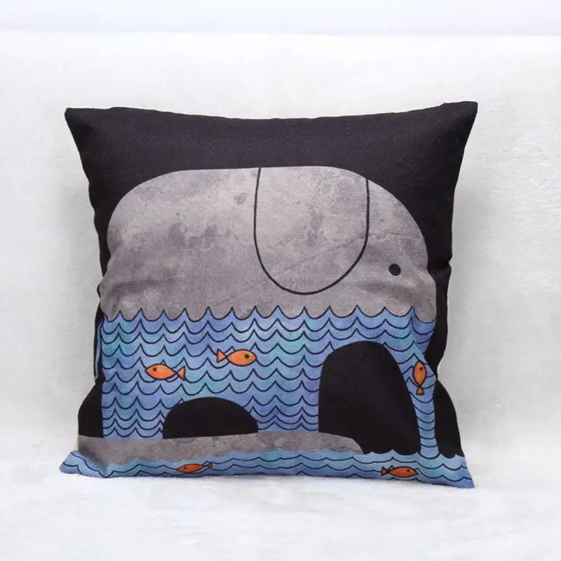 Anchor Cushion Cover Cotton Linen Sea Whale Throw Pillow Cover Cushion Case Sofa Bed Decorative ...
