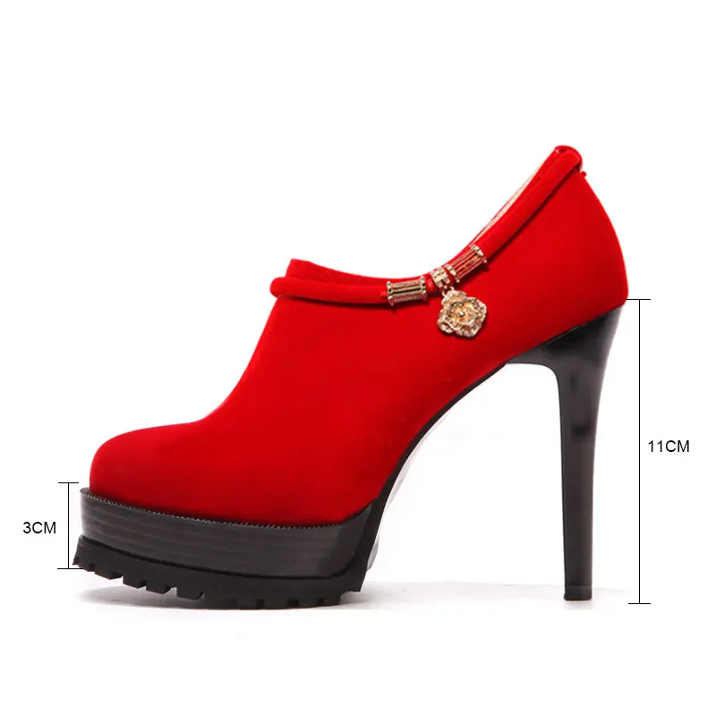 Rond Printemps De Talons automne À Hauts Black Chaussures Classique Métal Pompes Femmes Chaîne red Élégant Base Mariage En Fanyuan Bout Partie 7T5qx