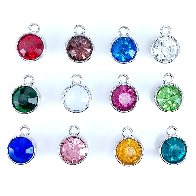 

12pcs/lot High Quality Crystal Birthstone Charm for Jewelry Making Silver Charm for Bracelet Making Keychain Necklace B18099