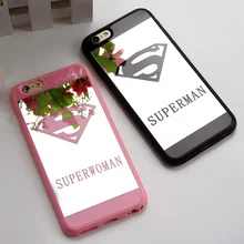 Lover Cell Phone Mirror Case For iPhone 7 6 6s Plus 5 5s Superman Case Soft Silicone Frame Back Cover For iPhone 7 7 Plus Capa