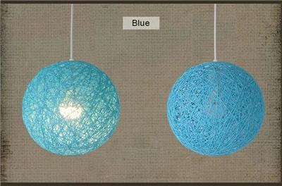 15,20, 25 см веревочный ротанговый шар подвесной светильник Промышленный домашний винтажный подвесной светильник для ресторана бара художественный Декор Ретро led hanglampen - Цвет корпуса: Синий