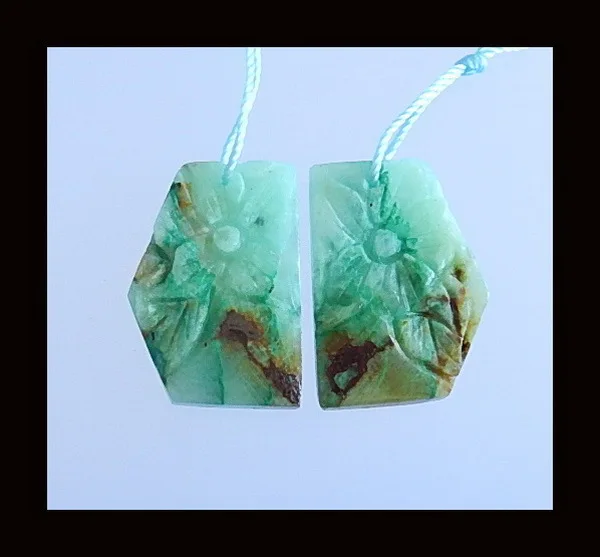 

Carved Chrysocolla Flower Earring Beads, Fashion Jewelry For Women Earrings Accessories,24x17x4mm,5.66g