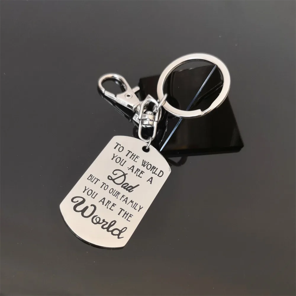 

1 Piece Car KeyRing Pendant High Quality Polishing Stainless Steel For Automobile Keychain With Letter Dad Is World For Dad Gift