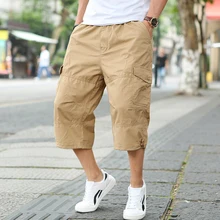 Мужские шорты мужские новые модные повседневные однотонные свободные большие размеры стиль сафари рабочие шорты мульти-карман укороченные брюки Размер 5XL