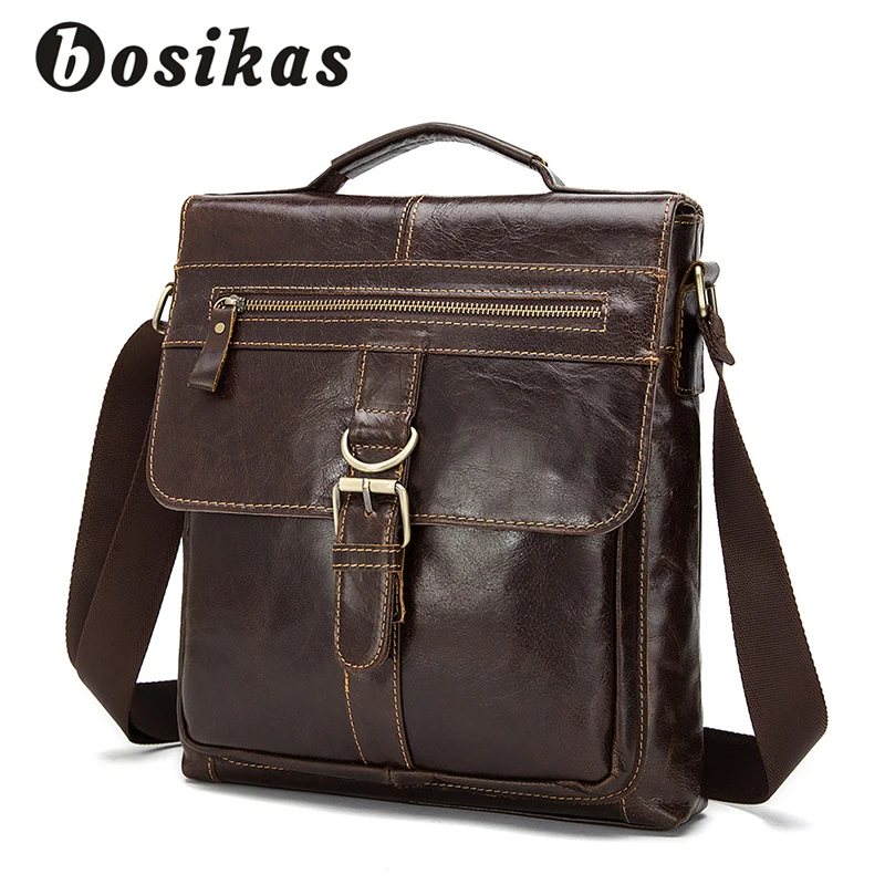 

BORINKAS Genuine Leather Men Bags casual men's Messenger Bag Flap Vintage Shoulder Crossbody Bags Fashion leather bag handbags