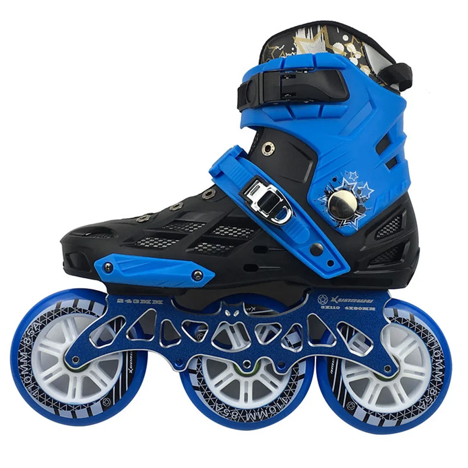 JEERKOOL, роликовые коньки, профессиональная обувь для катания на роликах для детей и взрослых, 3*110 мм, колеса для слайда, слалом, скорость FSK Patines F40 - Цвет: Blue
