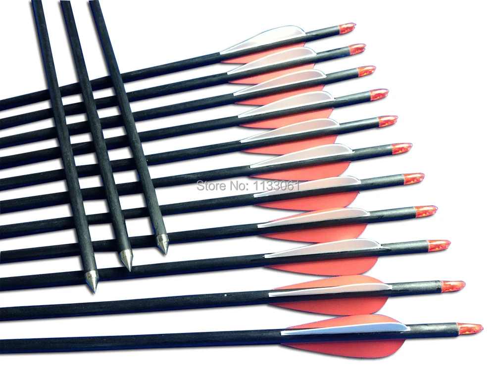 Free Shipping 24pcs Carbon Arrows With Removable Tip For Long&Recurve