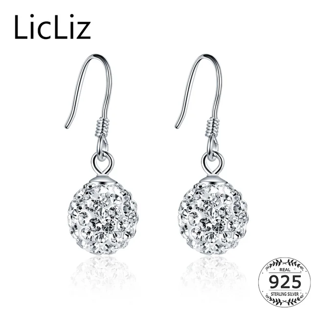 Licliz 925 Sterling Silver Round Ball Drop Earrings Jewelry Women Licliz 925 Sterling Silver Round Ball Drop Earrings Jewelry Women Cubic Zirconia Dangle Hook Earring Cz