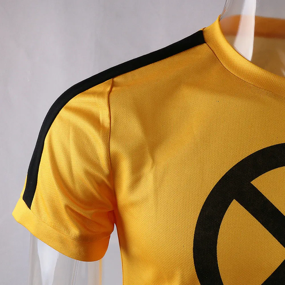 2018 Movie Deadpool 2 Superhero Yellow Slim Short Polyester Short Sleeve Cosplay Mens T-shirts Tee Shirts Costume Halloween (8)