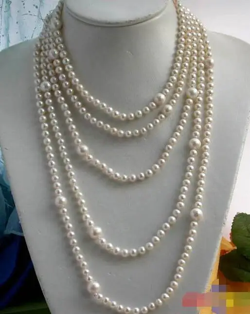 

FREE SHIPPING HOT sell new Style >>>>100"11MM WHITE ROUND FRESHWATER CULTURED PEARL NECKLACE