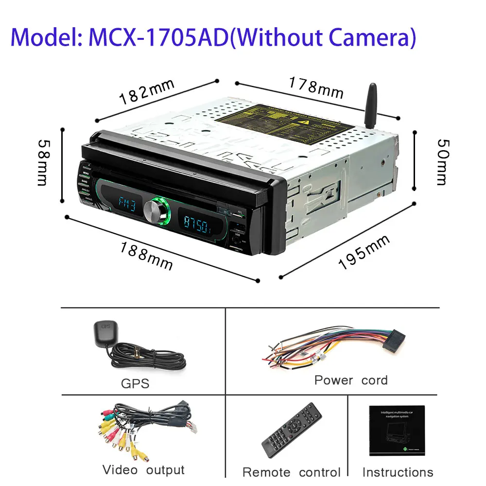 AMPrime Autoradio 1 din coche Radio Android GPS 7 pulgadas HD pantalla táctil coche reproductor Multimedia espejo enlace soporte trasero cámara de vista