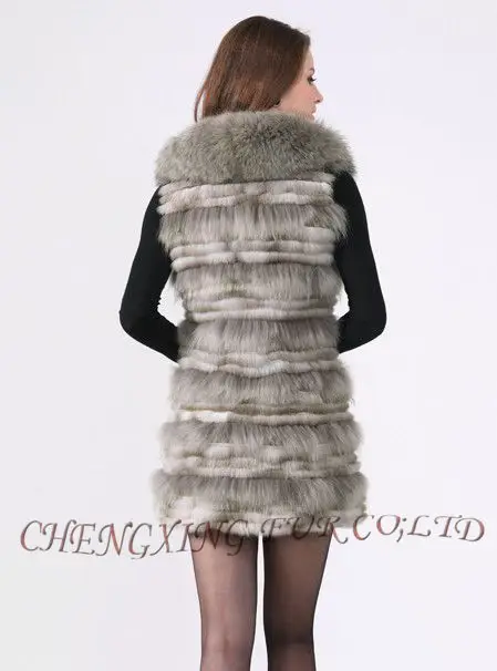 Cx-g-b-192 Для женщин Зимняя мода натуральной Raccon меховой воротник длинные кролик Мех животных жилет~ дизайн