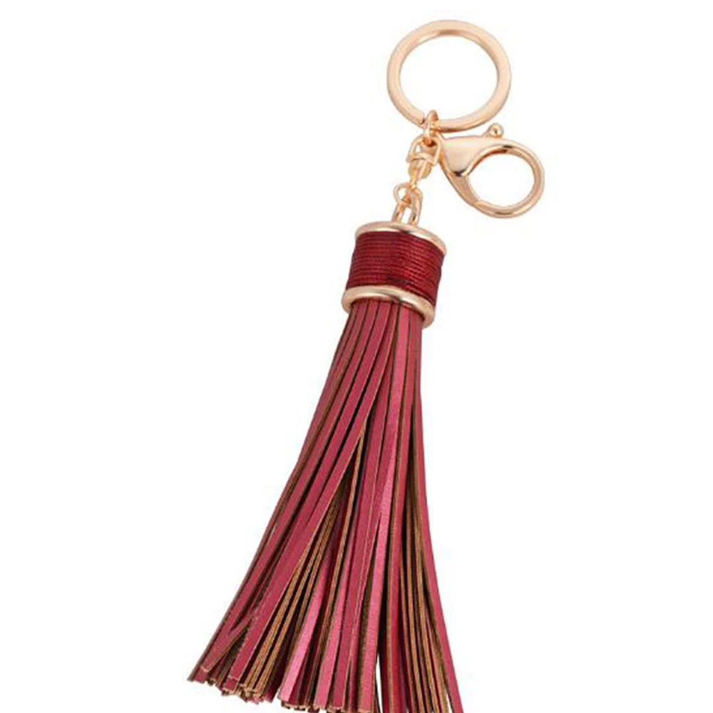 Trendy 6 Colors Charm Zinc Alloy Leather Tassel Key Chain Car Bag Purse Key Accessories For ...