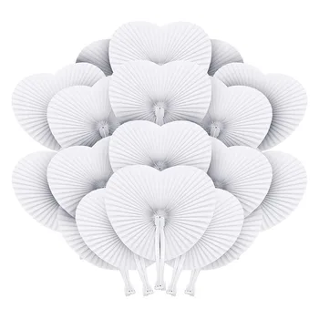 

20pcs Pocket Paper Foldable Handheld Fan Heart Shape for Wedding Party Guest Birthday Decor Supplies TB Sale