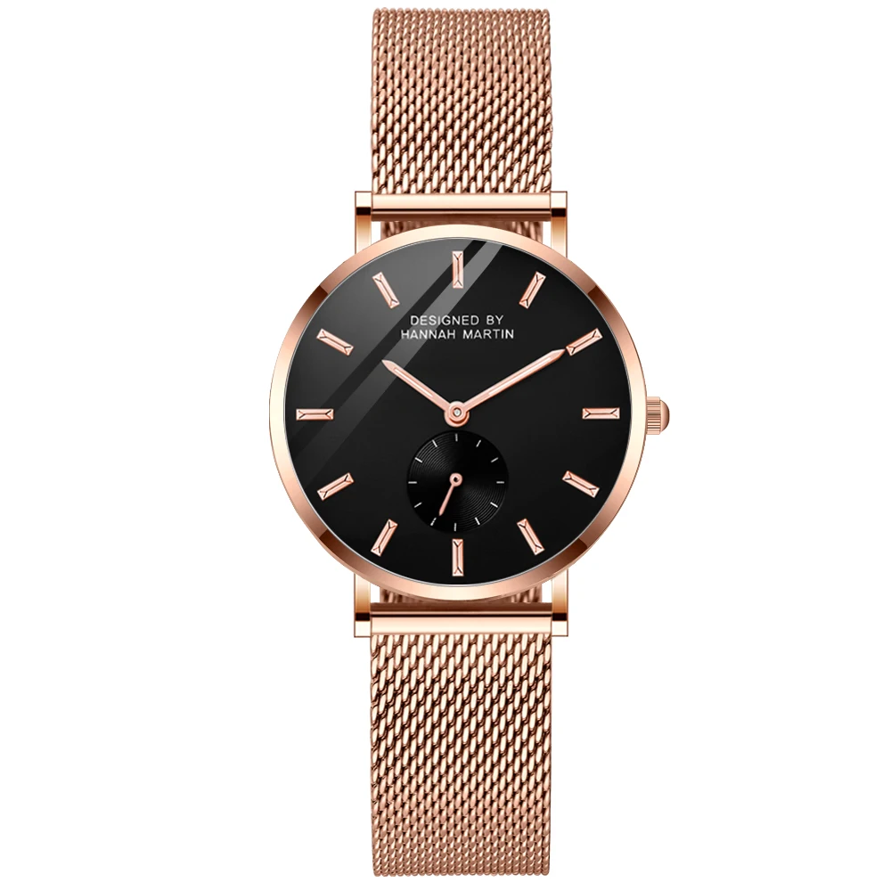 

Dropshipping Women Watches Fashion Casual Rose Gold Stainless Steel Mesh Wristwatches Quartz Waterproof Watch Relogio Feminino