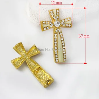 

free shipping 5pcs 58-495 Enamel rhinestone Gold Cross connectors making for bracelet