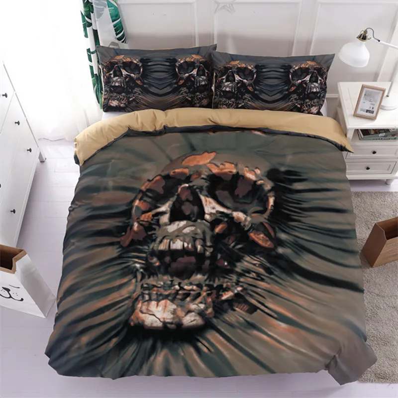  Fanaijia 3d Skull Bedding Sets queen size Sugar skull Duvet Cover Bed cool skull Print Black Bedclo