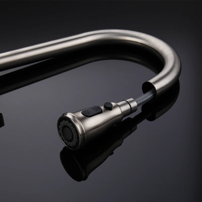 Pull Out Kitchen faucet 2 Functions Sink Mixer Faucet Pull Out Double Sprayer Nozzle Hot Cold Mixer Water Taps Brushed Finish