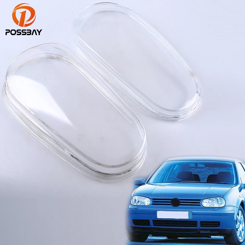POSSBAY Glass Headlight Lenses Clear Lens Headlamp Cover Left&Right