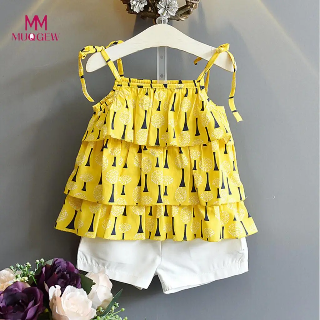 

Children Toddler Kids Baby Girls Outfits Clothes Print Vest T-shirt Tops+Shorts Pants Set newborn baby girl clothes sets