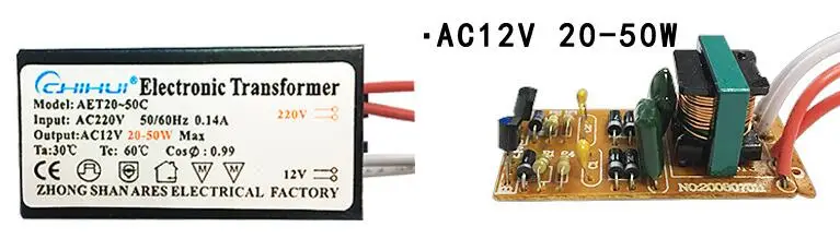 3 года гарантии, достаточный силовой электронный трансформатор для галогенной лампы переменного тока 220 В до ac12в 20 Вт-250 Вт опционально - Цвет: 20 to 50w