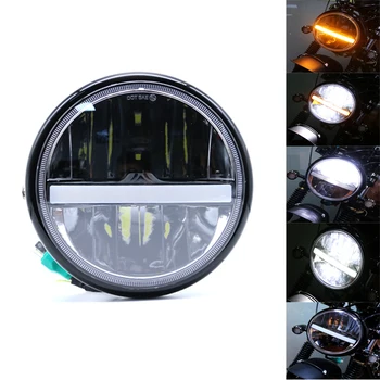 

Universal 7" Motorcycle LED Head Lamp Zinc Alloy Motorbike 7 Inch Headlight Scooter Retro Round Front Light Motor Moto Headlamp