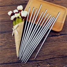 1 пара китайских стильных нескользящих палочек для еды из нержавеющей стали