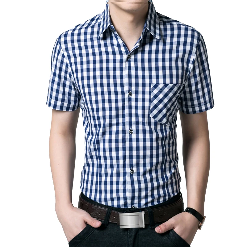 Hot summer Men Short Sleeve Shirts Slim Casual Business
