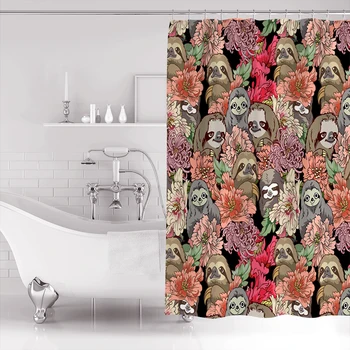 

Because Sloths Extra Long Fabric Bath Shower Curtains Bathroom Decor Sets with Hooks