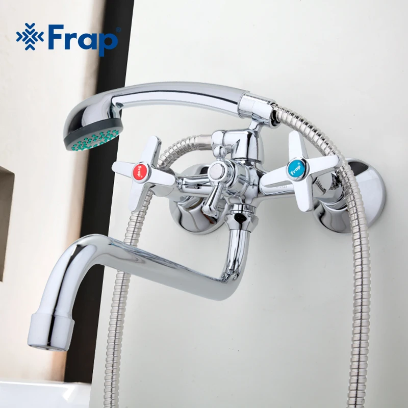 Najtaniej Frap klasyczny prysznic kran do wanny długi nosek armatura łazienkowa ciepła i zimna woda podwójny uchwyt podwójna kontrola F2208 F2209D F2220 F2227D