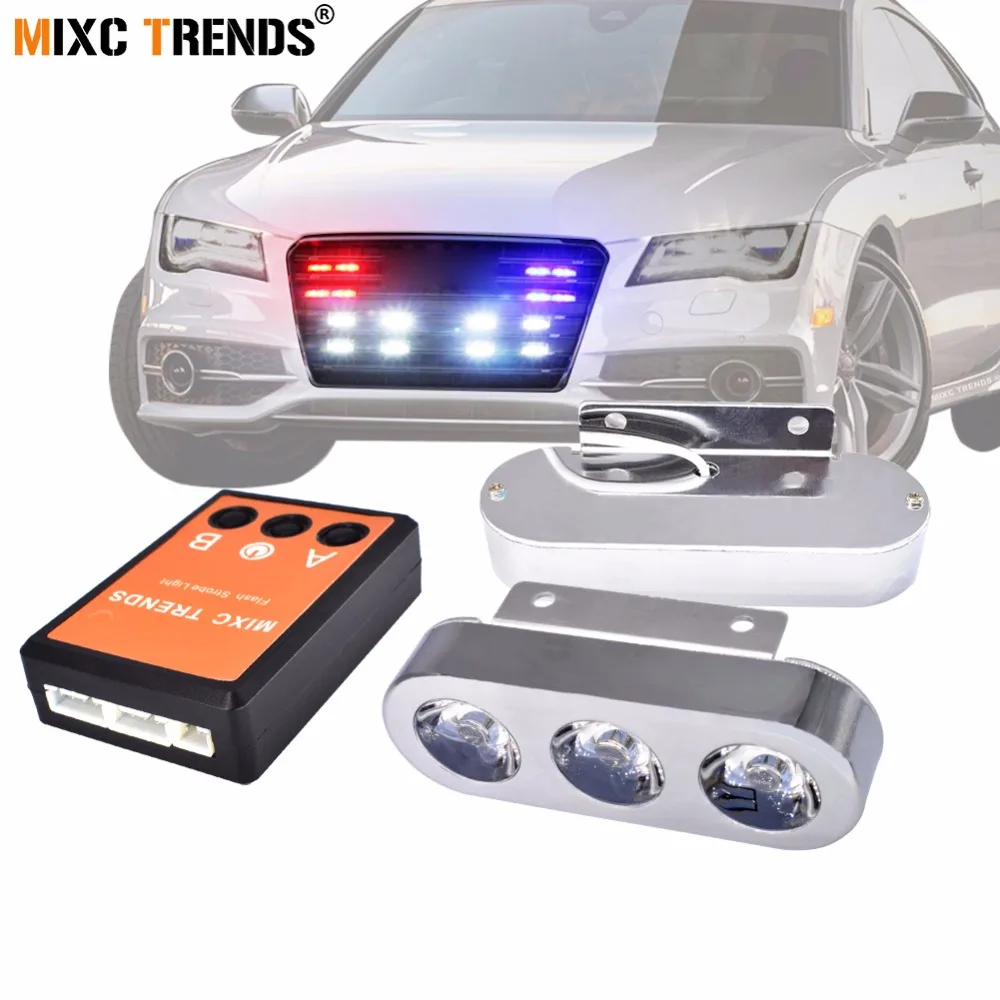 

2x3 Spotlight LED Strobe Light Car Flashing Chrome Silver Plating LED Lights Auto Stroboscopes Emergency Warning LED DRL Lamp