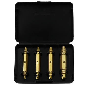 4pcs Damaged Screw Extractor Drill Bits Guide Set Broken Speed Out Easy out Bolt Stud Stripped Screw Remover Tool 5pcs screw extractor drill bits guide set broken damaged screw remover double ended stripped screw extractor set h s s 4341