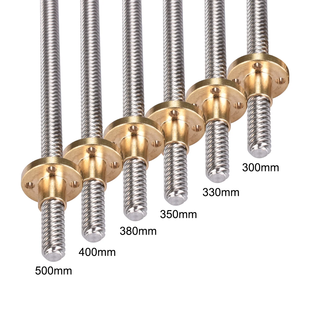T8 ходового винта 300/330/350/380/400/500 мм 8 мм ходового винта с Медь гайка 3D-принтеры Запчасти линейный рельс для пальцев, искусственные бриллианты, Т-образный шаговый двигатель ЧПУ шагового двигателя