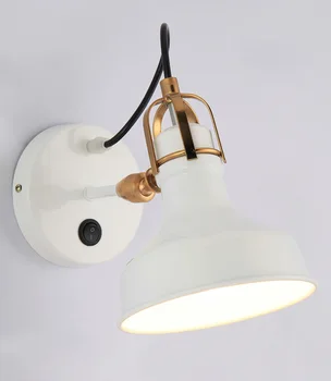 

American country style loft industrial wall lamp simple rocker white wall lamp retro living room bedroom bedside lamp