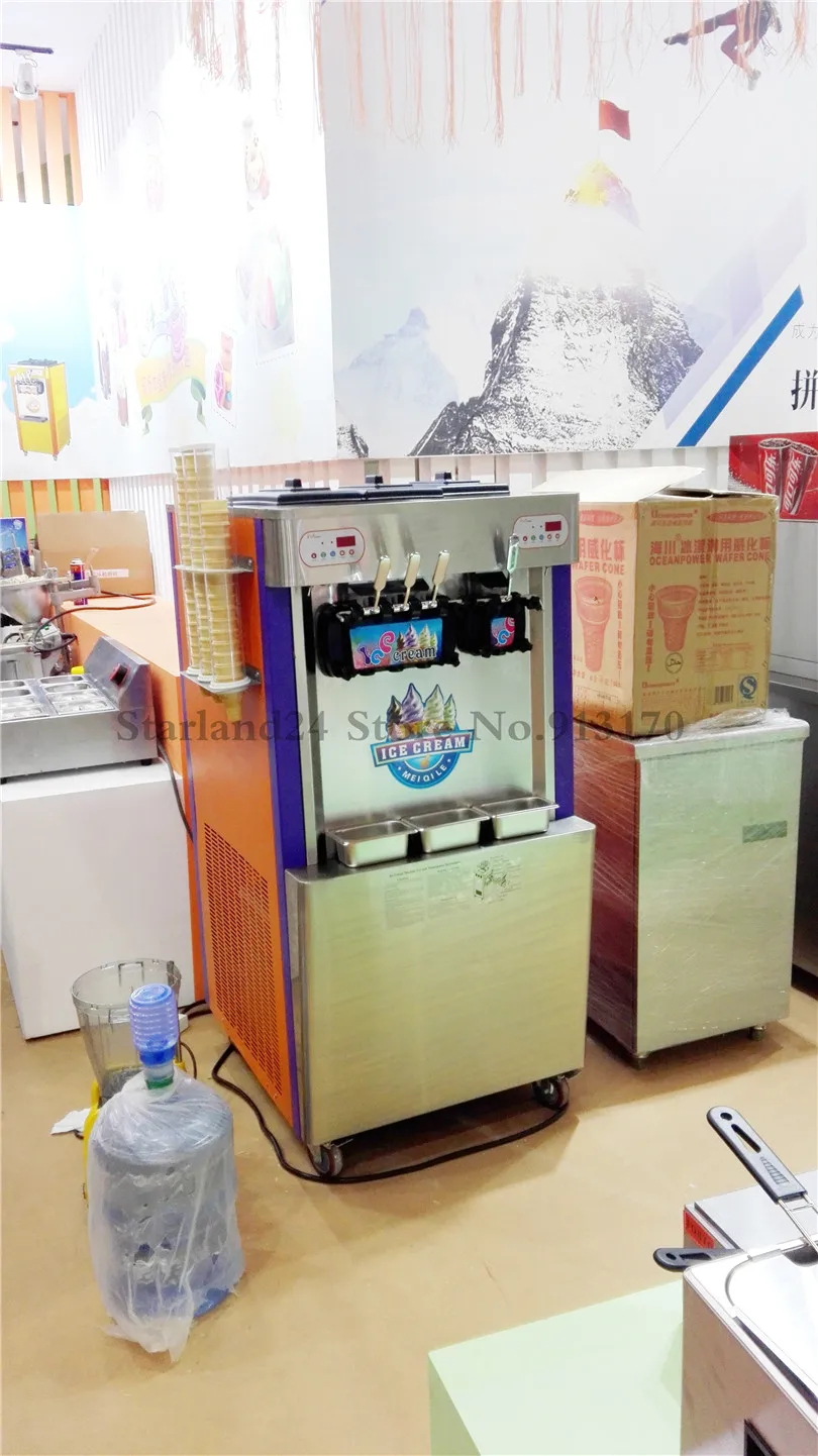 4 аромата машина для мягкого мороженого коммерческое мягкое мороженое машина 48~ 52 литров/ч с универсальными колесами