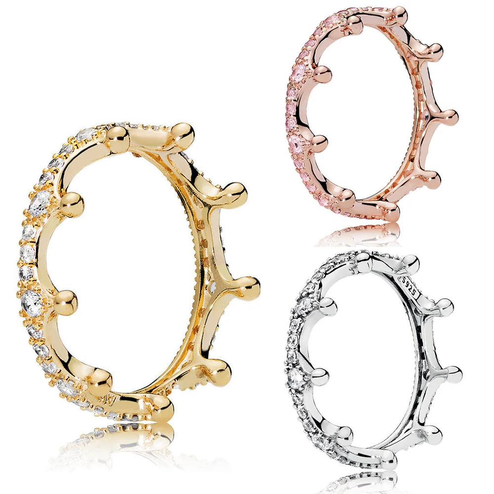

NEW NEW 100% 925 Sterling Silver Rings Magic Rose Gold Crown Ring 14 Golden Magic Crown Personality Temperament Fit women