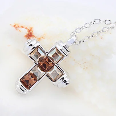 Новые оригинальные кристаллы от Swarovski крест ожерелье Иисус Дева Мария цепь кулон