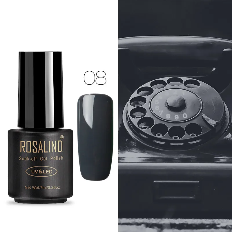 RA08 Гель-лак для ногтей ROSALIND, 7 мл, полуперманентный УФ-лак для ногтей, все для маникюра, базовое верхнее покрытие, Гель-лак для ногтей, грунтовка, Гель-лак - Цвет: RA08