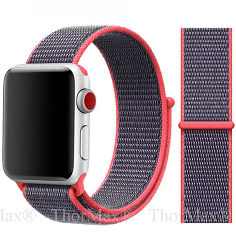 Для apple watch 4 спортивный ремешок для iwatch 42 мм 44 мм 38 мм 40 мм нейлоновый браслет correa Ремешки для наручных часов для apple watch - Цвет ремешка: 14-Electric Pink